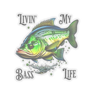 Bass fishing sticker, fish sticker, outdoor sticker, Kiss-Cut Stickers