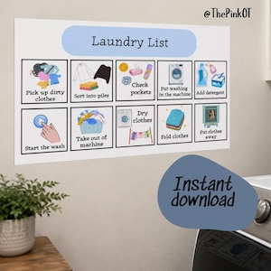 Neuroaffirming Laundry Visual Schedule | Washing Routine Step-by-Step Guide | OT Daily Living Skills Resource