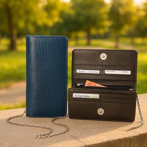 Cartera de cuero plegable para mujer, con cadena desmontable, tarjetero, minimalista, regalo