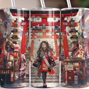 Anime Manga Japanese Torii Gate 20 oz Skinny Tumbler Sublimation Design, Straight & Tapered Tumbler Wrap, Instant Digital Download PNG