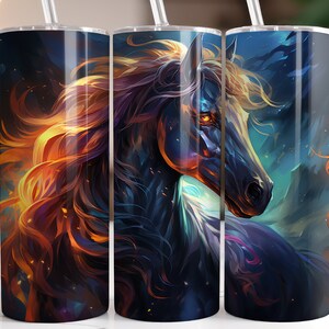 Painted Dark Horse Tumbler Wrap: 20oz Skinny Tumbler Sublimation Design (Digital Download)