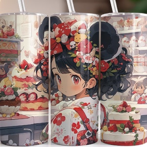 Anime Manga Kawaii Girls Sweet Shop 20 oz Skinny Tumbler Sublimation Design, Straight & Tapered Tumbler Wrap, Instant Digital Download PNG
