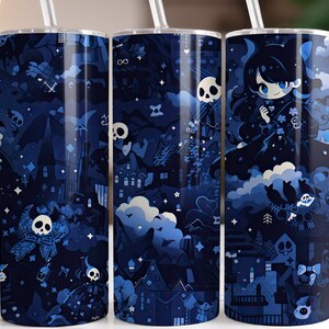 Anime Haunted House Kawaii Horror 20 oz Diseño de sublimación de vaso flaco, envoltura de vaso recto y cónico, descarga digital instantánea PNG
