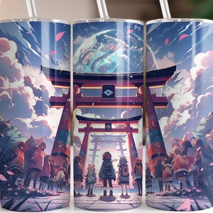Anime Manga Japanese Torii Gate 20 oz Skinny Tumbler Sublimation Design, Straight & Tapered Tumbler Wrap, Instant Digital Download PNG