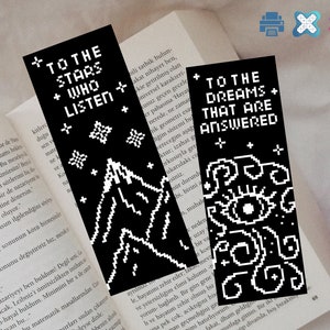Bookmark acotar cross stitch pattern, Set of two bookmarks, Fantasy world bookmark cross stitch, To the stars who listen