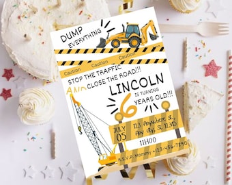 Construction Birthday Invitation, Dump Trucks Party Invite (Instant Download)