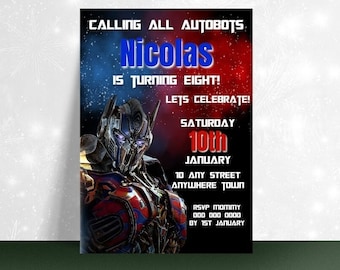 Convite de Aniversário do Optimus Prime | Festa Transformers Personalizável (Convite Digital)