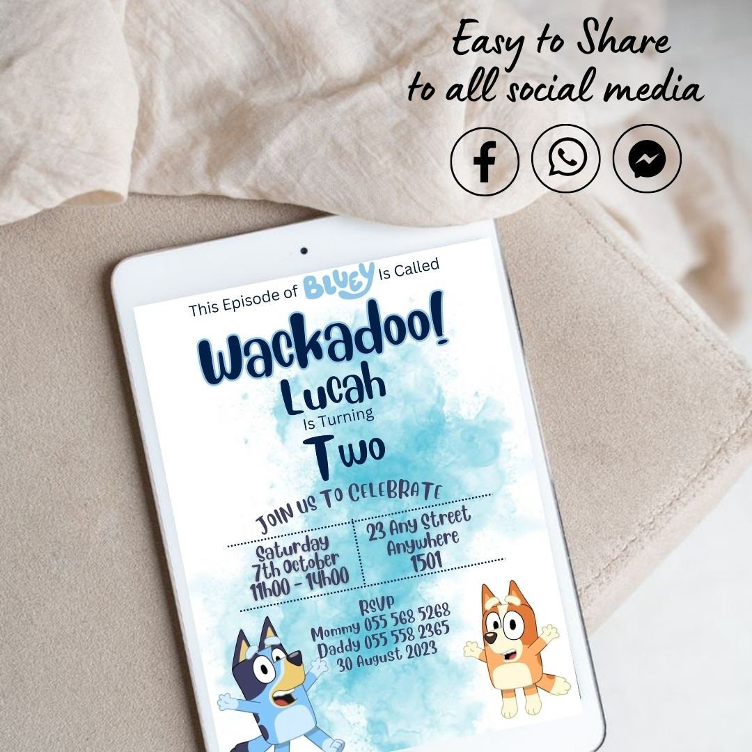 Bluey Watercolor Invite