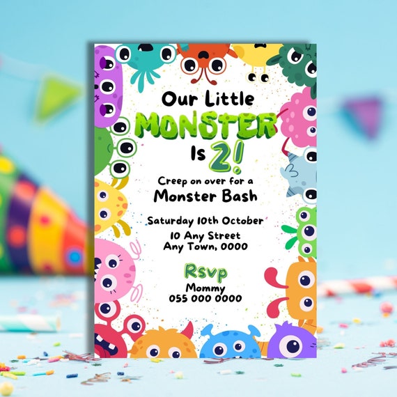 Little Monster Invitation Templates Cartoon Monster Birthday