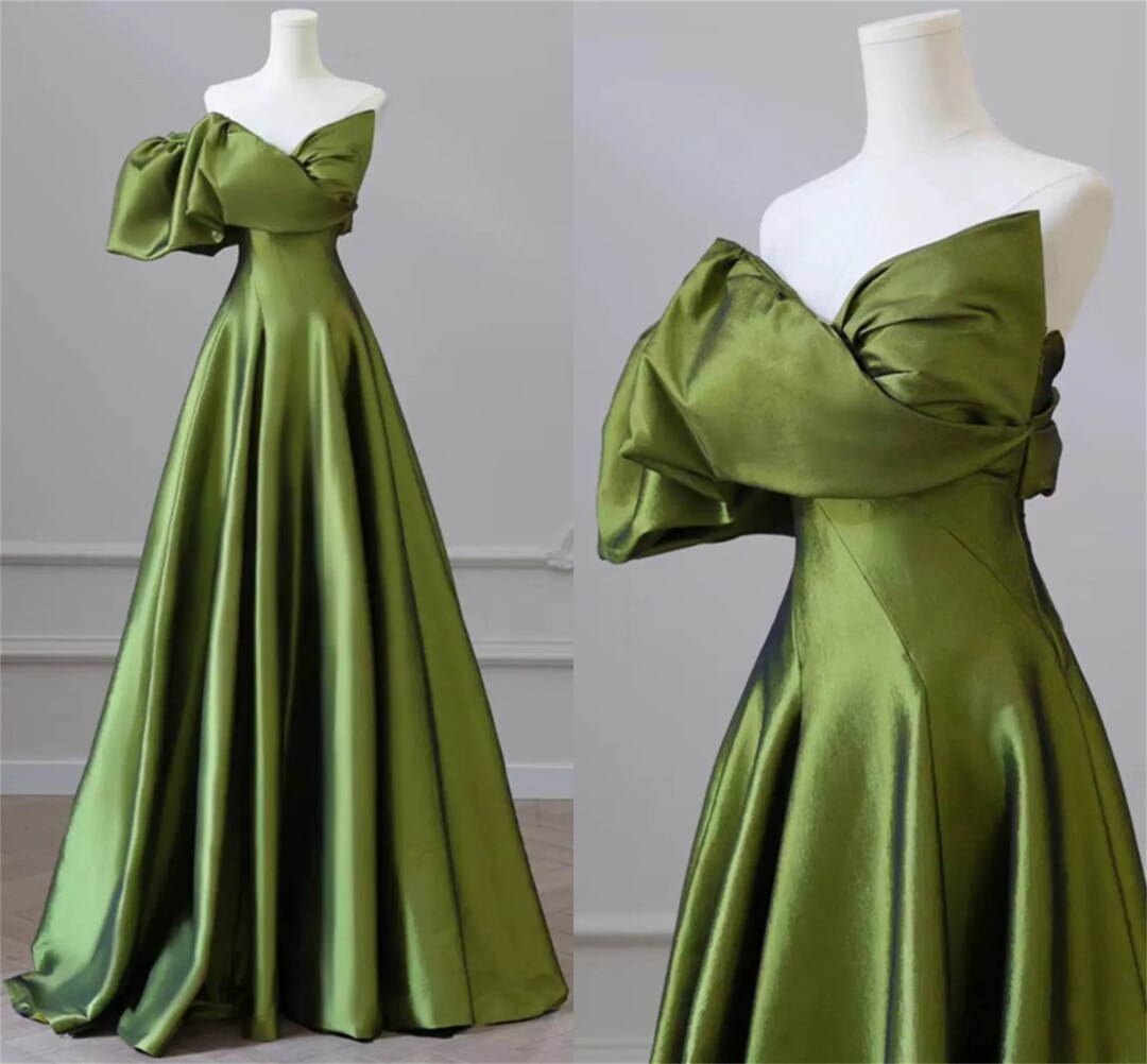 Green Prom Dress, Strapless Prom Dress, Green Formal Dress, Green
