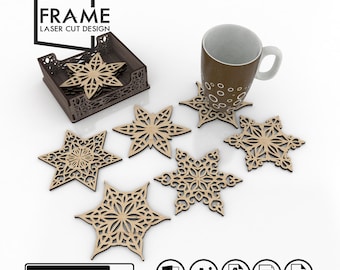 Christmas Coaster Laser Cut Files - Mery Christmas Coaster Svg Svg Files - Christmas Kitchen Decor - Laser Cut Files Glowforge