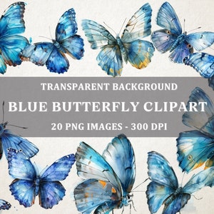 Blauer Schmetterling Clipart | 20er Set