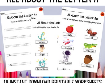 Printable Letter Aa Worksheets | Alphabet Activities for Young Children | Instant Download Letter Aa Worksheets | Reading Foundations