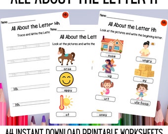 Printable Letter Hh Worksheets | Alphabet Activities for Young Children | Instant Download Letter Hh Worksheets | Phonics Worksheets