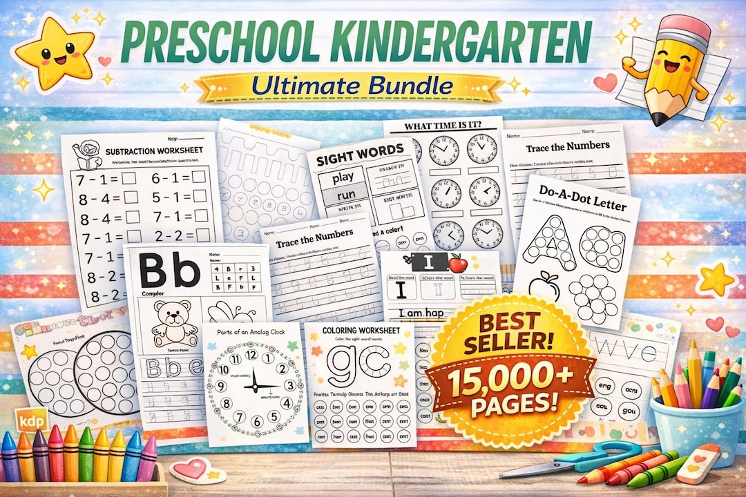 Educational Preschool Pre-k + Kindergarten Learning Bundle 15000 Pages ...