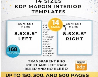 KDP Interior Templates, Bleed and No-Bleed, 14 Sizes (PDF)