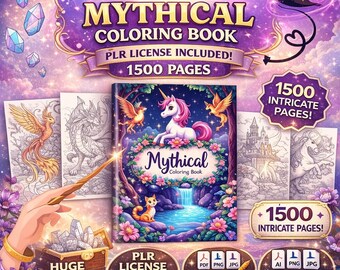 Mythical Fantasy Coloring Book Bundle: 1500+ Designs (PDF & Procreate) Stress Relief