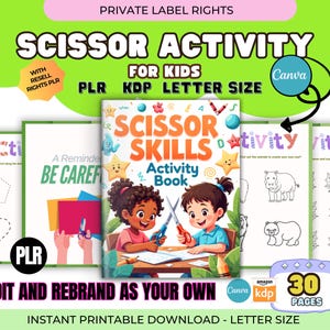 PLR Resell Scissor Skills, Cutting Practice, Editable Pre-K,Kindergarten, Preschool Worksheets, Printable, Scissor Practice, Homeschool mrr
