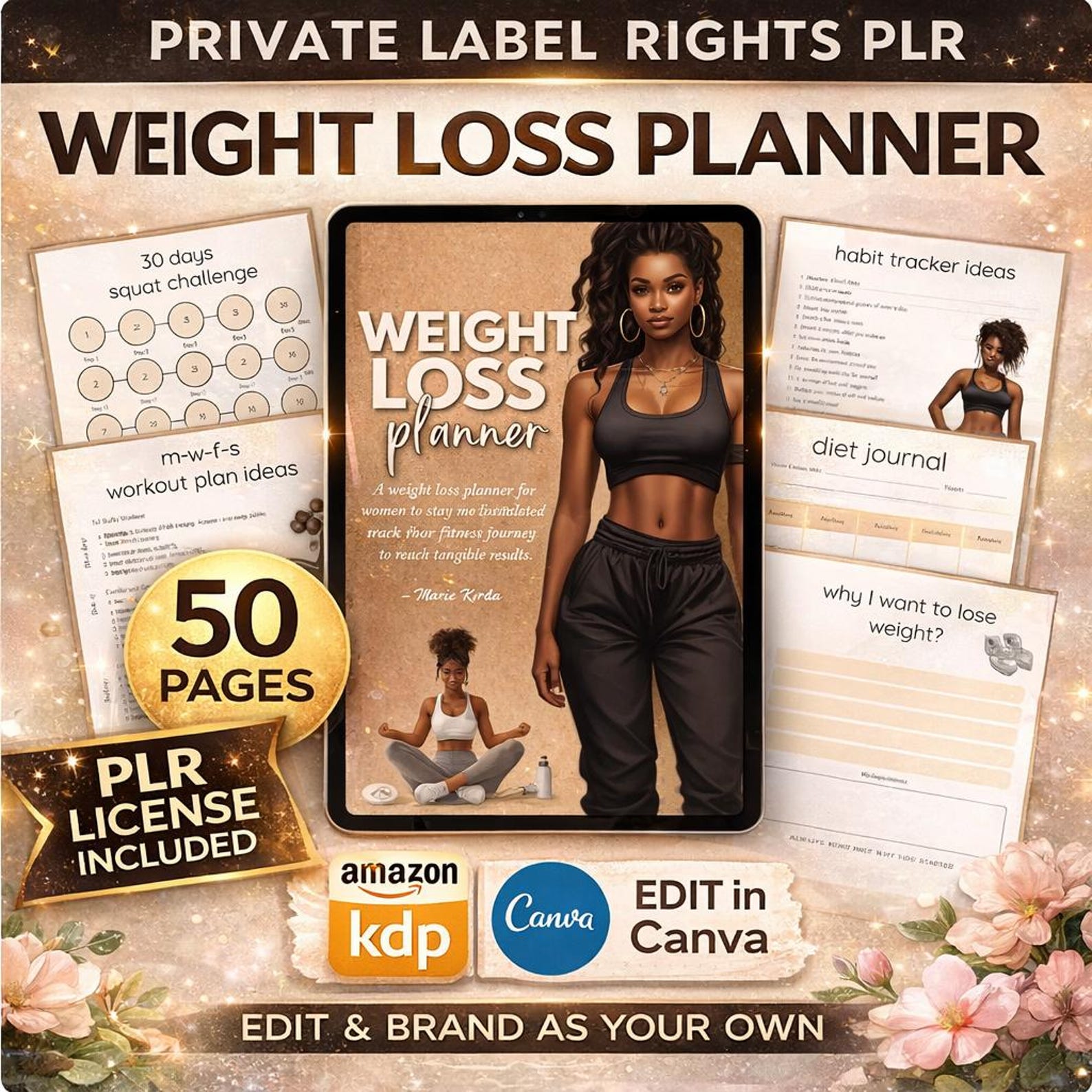 PLR Weight Loss Planner for KDP Canva Planner and Editable Template ...