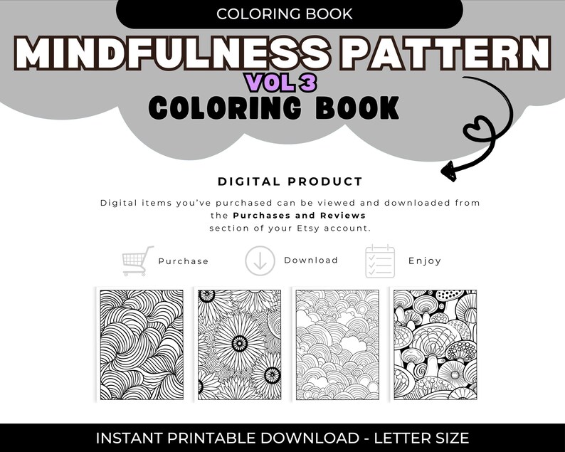350 Therapeutic Mindfulness Patterns Vol 3 Coloring Book Printable Pdf ...