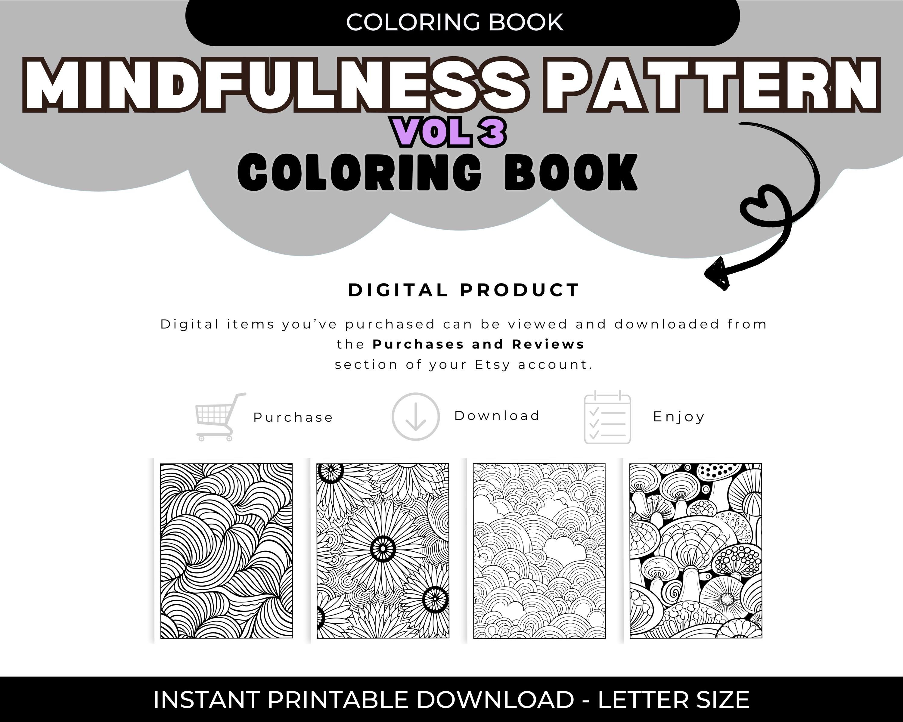 Midnfulness Pattern Drawing Mindfulness Pattern Coloring Book Printable Pdf Digital Teens & Adult ...