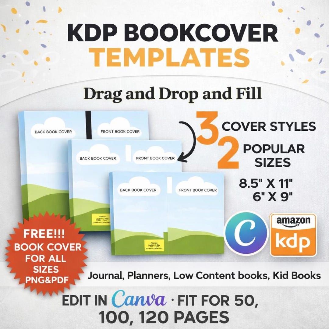 KDP Journal Cover Canva Template 8.5x11 and 6x9 Bundle Paperback Covers ...