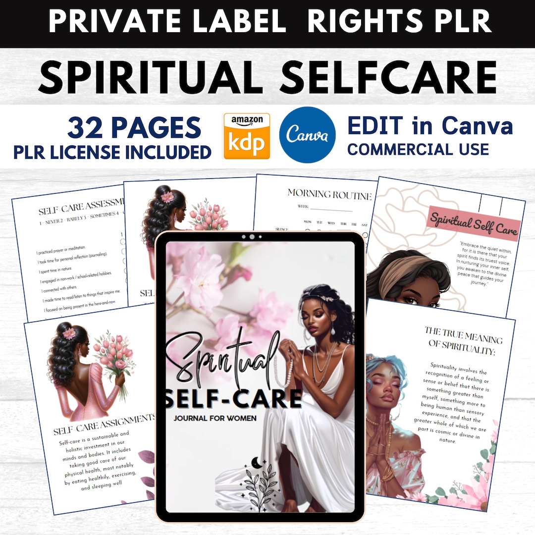 PLR Spiritual Self Care Journal for Black Girl, Resell Rights Canva ...