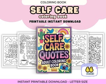Self Care Affirmation Coloring Pages, Mental Health & Self-Care Colouring Book, Motivational Quotes for Relaxation Relief, Digital Download