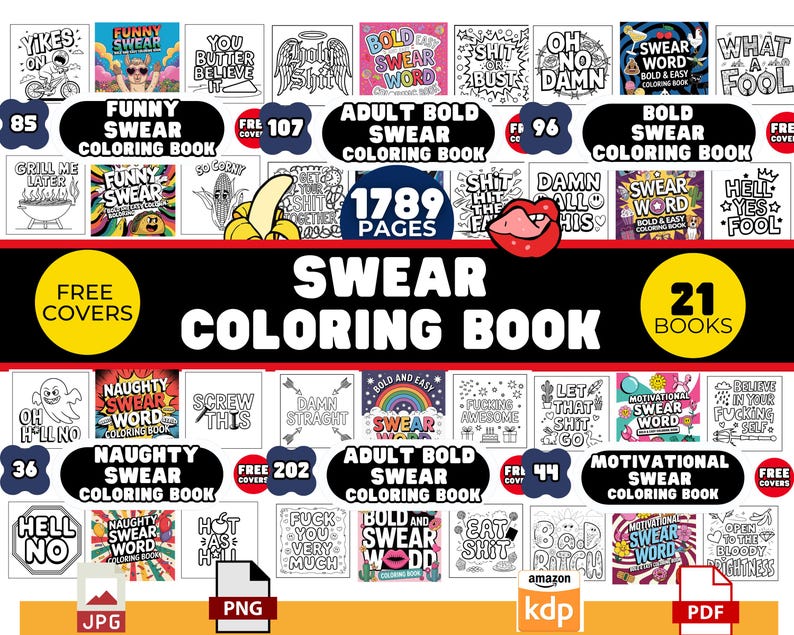 Swear Word Coloring Pages Bundle | Adult Stress Relief (printable PDF ...