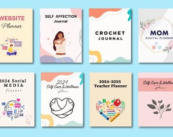 75 Editable Canva PLR KDP Interior Graphic Graphic Journals, Digital Planners, Diaries, Low Content Books, Notebooks Lined Journal Bundle