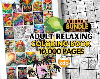 PLR Coloring Book 10000 Bundle Adult KDP Interior, Stress Relief, Mandala, Relaxing Nature, Mindful Pattern Flower Zentangle Minimalist Boho