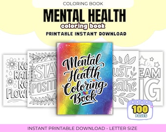 Adult Mental Health Quote Coloring Book, Mindfulness Coloring, Positive Coloring Book, Inspirational, Motivational Coloring Book, Printable