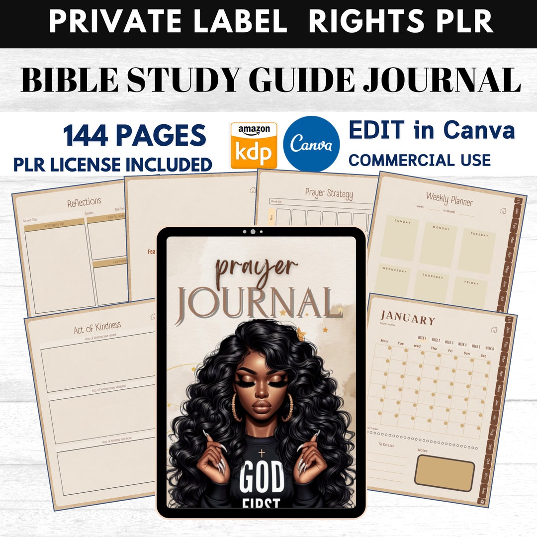 PLR MRR Digital Prayer Journal for Black Girl, Resell Rights Canva ...