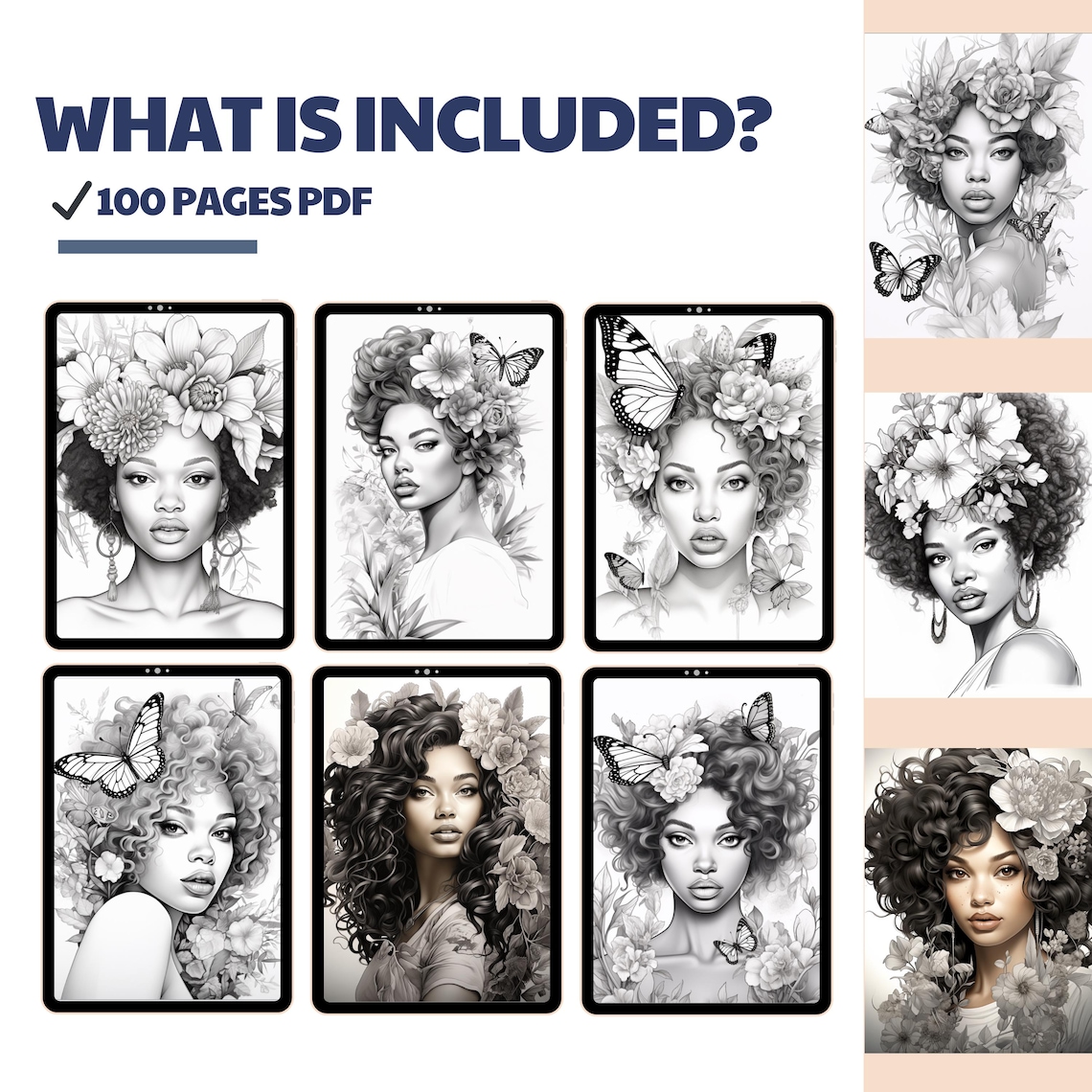 100 Pages African Black Women Coloring Pages | Black Women Vol 1 ...