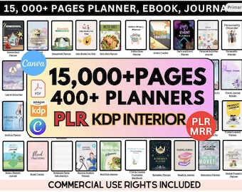 Canva-sjabloonbundel met meer dan 15.000 PLR-pagina's, 400 canva-sjablonen, planners, tijdschriften, trackers, afdrukbaar, master-doorverkooprechten, Mrr-producten