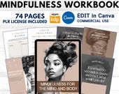 PLR Mindfulness Workbook Black Girl Resell Right Canva Editable Template KDP Meditation Affirmation Gratitude Positive Vision Printable