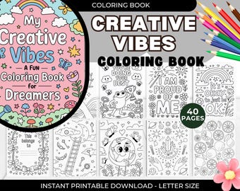 Trendy Girly Coloring Book: 40 Procreate Pages, Printable PDF