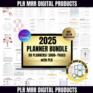 2025 Planner Editable Templates PLR 3000+ Pages Canva Bundle for KDP Interior Digital Product Best Seller Top Seller Master Resell Right mrr