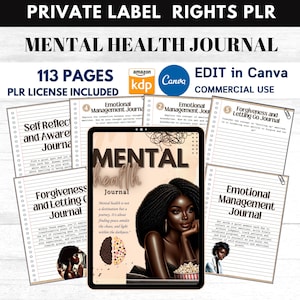 PLR Mental Health Journal, Black Women, KDP Canva Template (commercial ...