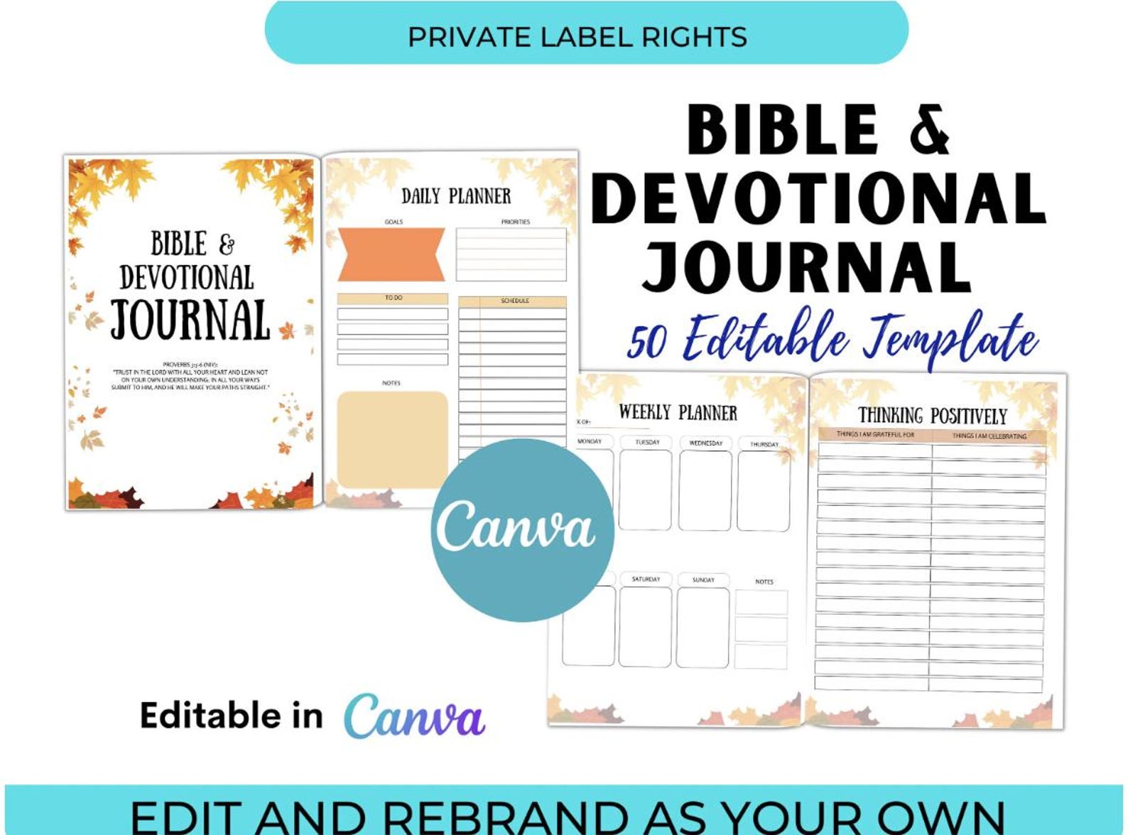 10 Faith Journal Bundle PLR Resell Canva Editable PDF Printable and ...