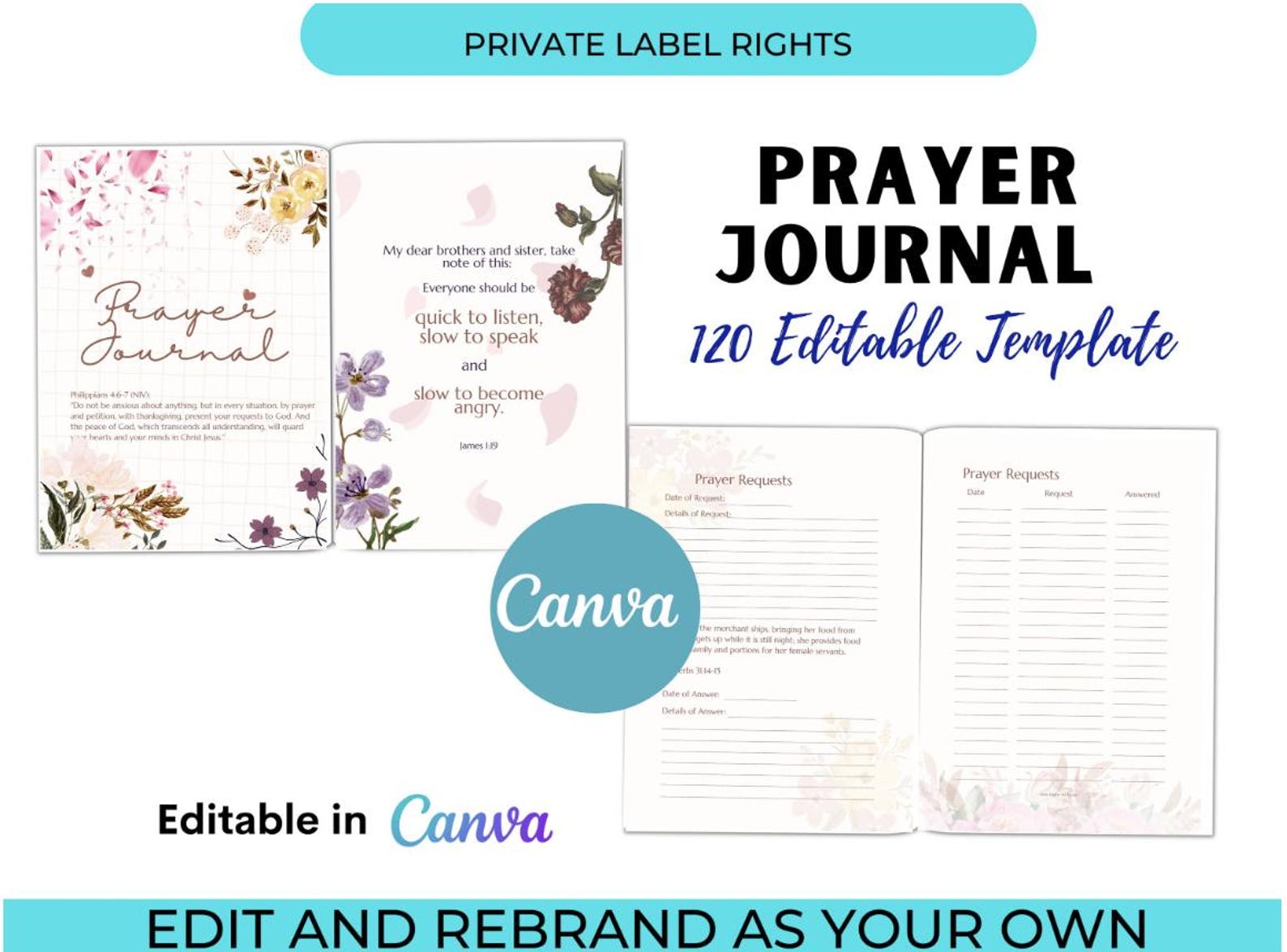 10 Faith Journal Bundle PLR Resell Canva Editable PDF Printable and ...