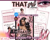 PLR Resell That Girl Planner Hyperlinked Digital Planner iPad Goodnotes Planner Notability Monthly Weekly Planner, 50 page, PDF Download