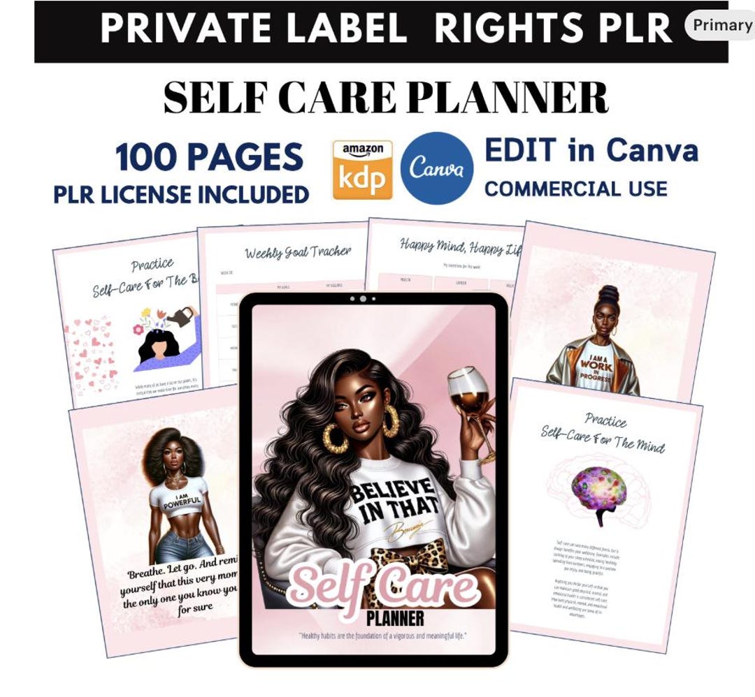 PLR Self Care Planner, Black Girl Master Resell Rights, Plr Planner ...