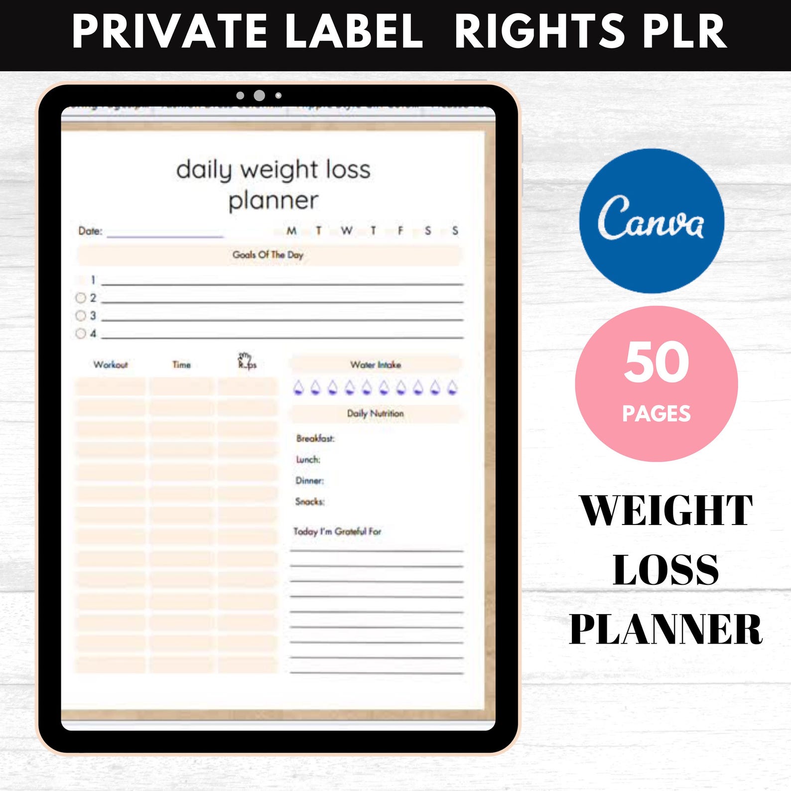 PLR Weight Loss Planner for KDP Canva Planner and Editable Template ...