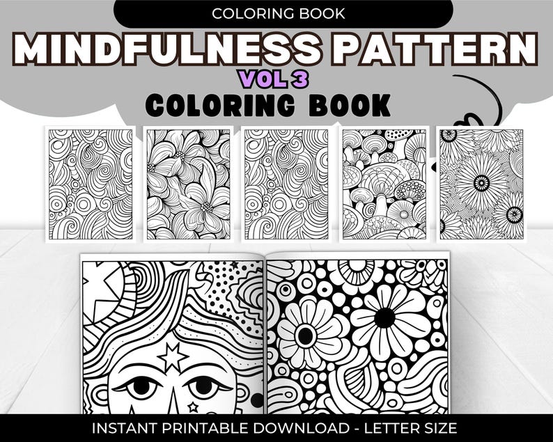 Midnfulness Pattern Drawing 350 Therapeutic Mindfulness Patterns Vol 3 Coloring Book Printable Pdf ...