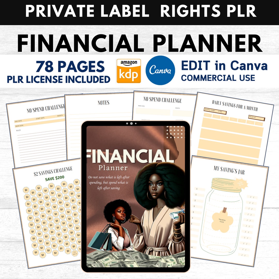 PLR MRR Financial Planner for Black Girl, Resell Rights Canva Editable ...