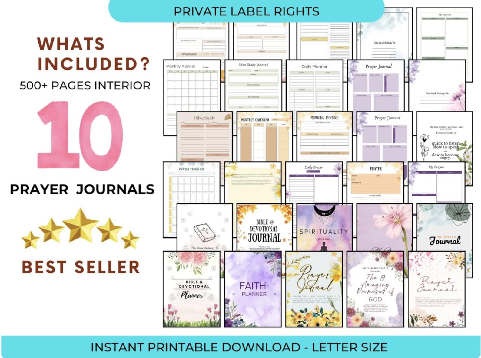 10 Faith Journal Bundle PLR Resell Canva Editable PDF Printable and ...