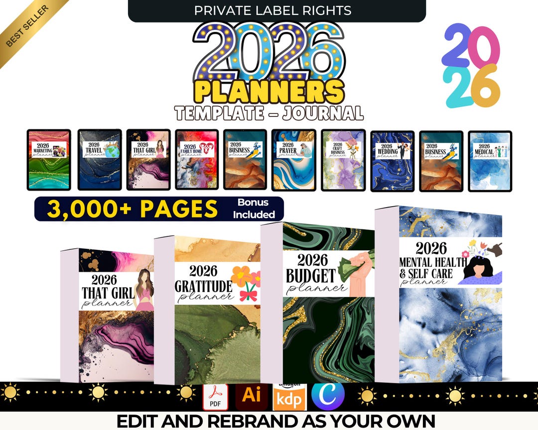 2026 PLR Planner Editable Journal Templates 3000+ Pages Canva Bundle ...