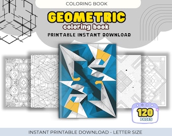 120 geometrische Muster Malseiten zum Ausdrucken, sofort herunterladen, Erwachsene, Kinder, komplizierte Form Designs, Mandalas, abstrakte Muster Entspannen
