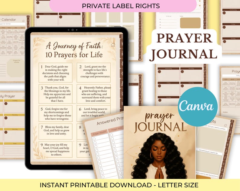 Digital Prayer Journal for Black Girls: Canva Template, Resell Rights ...